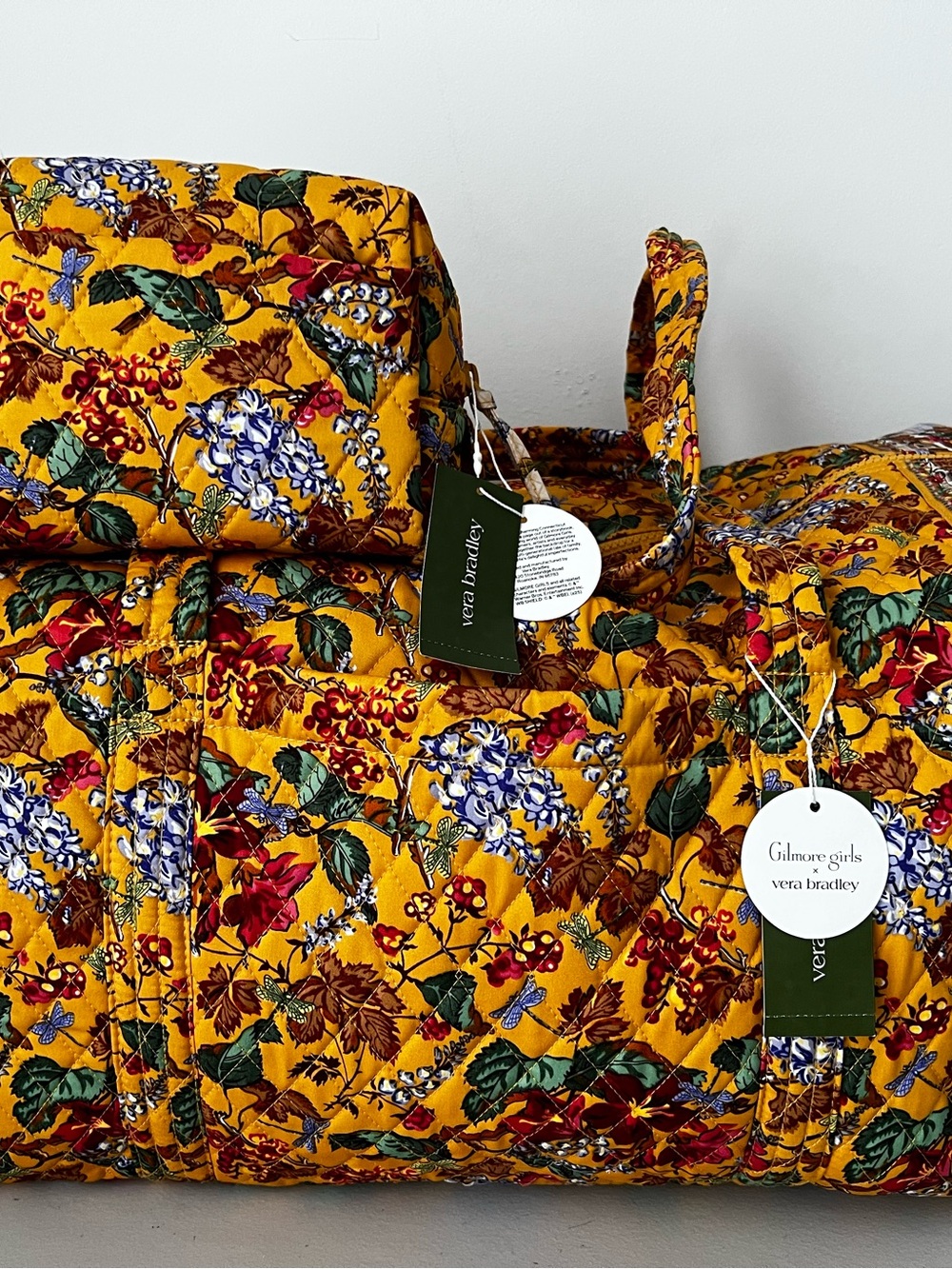 NWT Vera Bradley GILMORE GIRLS Duffel bag + Cosmetic bag pouch Autumn Floral SET
